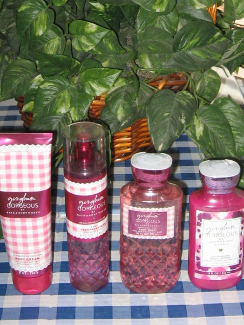 BBW Gingham GORGEOUS Body Wash Fragrance Mist Body Cream & Lotion Lot of 4 NEW